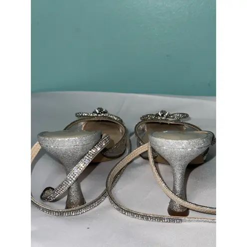 Ankis Women's US Size 8.5 Sling Back Comfy Toe Heels Shoes Silver S