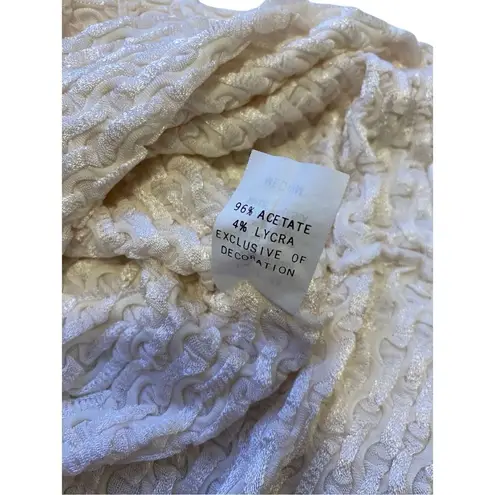 Y2k Vintage Textured Cropped Blouse Coquette Cottage Fairy Lace Stretchy School Size M