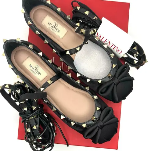 Valentino Garavani Black Rockstud Ballerina Flat Nero 38.5