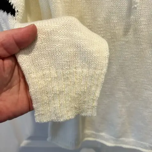 Hem & Thread White Hooded Sweater with Black Star Sleeves size Medium