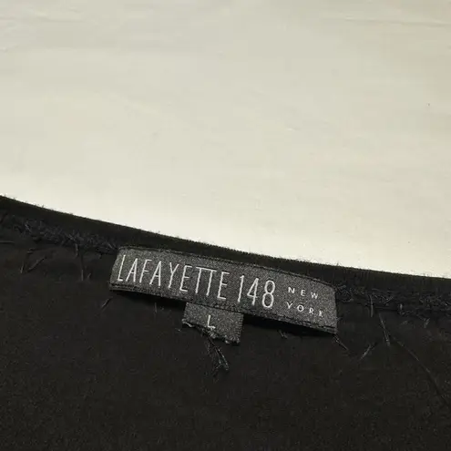 Lafayette 148 Sequin Embellished Neckline Long Sleeve T Shirt Top L Large