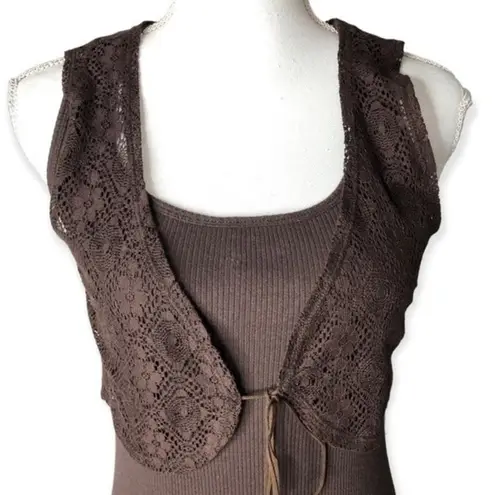 Speechless Lots of Love By  Ribbed Tank Top & Lace Cardigan Set