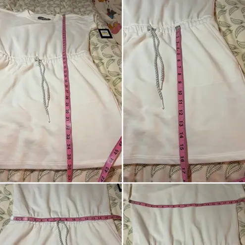 Andrew Marc Crew Neck Drawstring Cotton Blend Minidress Sweatshirt Dress M NWT