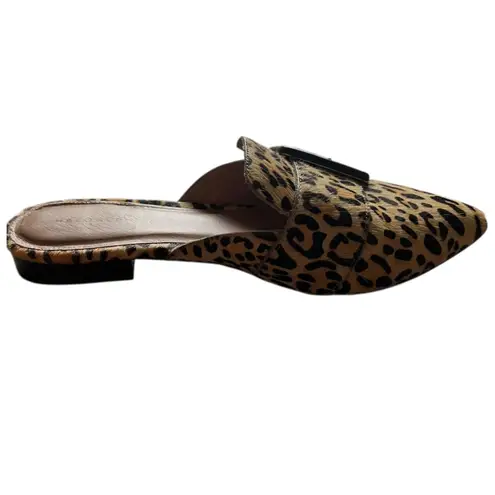 Halogen  Cheetah Print Elyssa Buckle Mule Calf Hair Flats‎ Women's 7 Pointy Toe