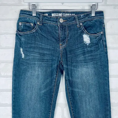 Mossimo Supply Co. Womens Dark Wash Distressed Skinny Jeans Size 9 Blue