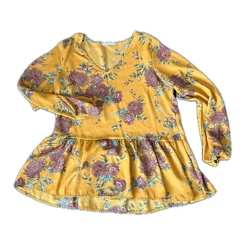 Newbury Kustom Newbury Custom Mustard Floral Blouse, size Medium
