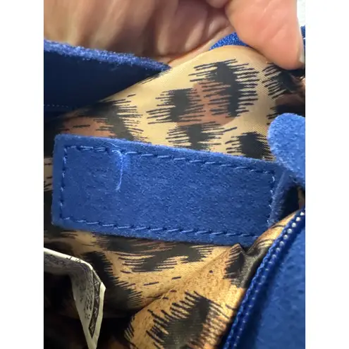 Women’s Blue Leather Fringed Crossbody Purse