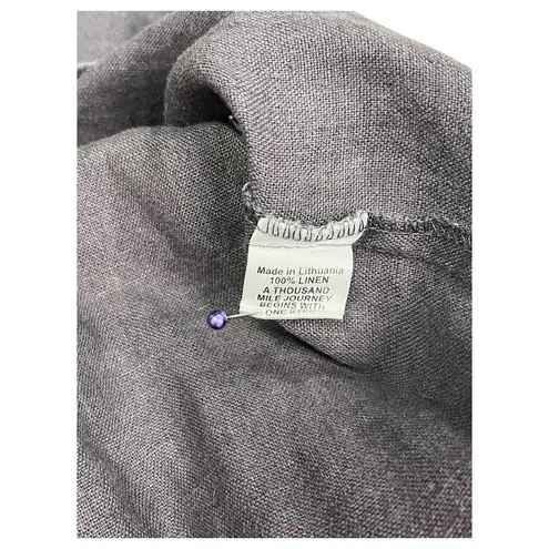 Flax Pants Womens Small Gray Linen Flood Wide Leg Cropped Lagenlook Cottage