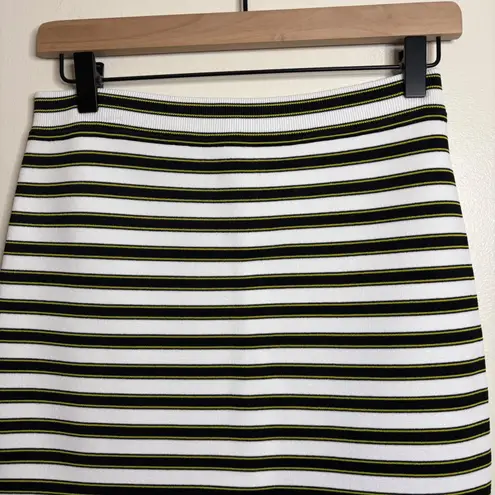 ALC Frank A.L.C. Striped Pencil Skirt Black White Yellow Knit Midi Size Small