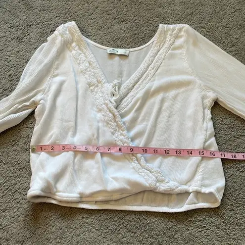 Hollister  California Long Sleeve White Tie Front Blouse | Size Large