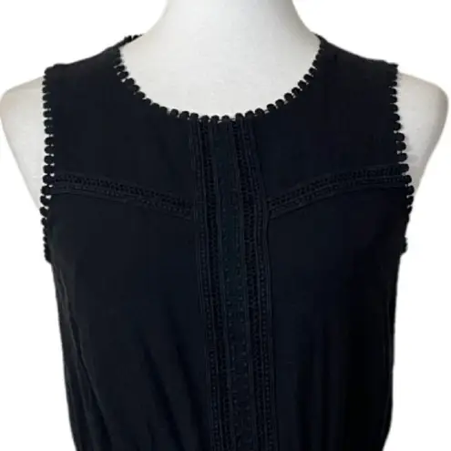 Loft  Romper Black Eyelet Sleeveless Lace Boho Festival Women’s Size 00