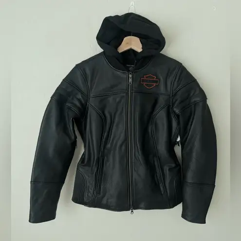 Harley Davidson 3 in 1 leather motorcycle jacket large NWT women's Black