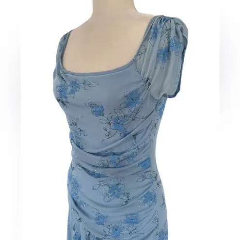 Taboo Vintage Y2K “” Blue Floral Glitter Dress