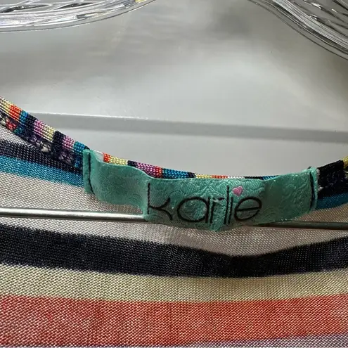 Karlie  Multicolor Striped V Neck Slit Batwing Sleeve Crop Blouse size S