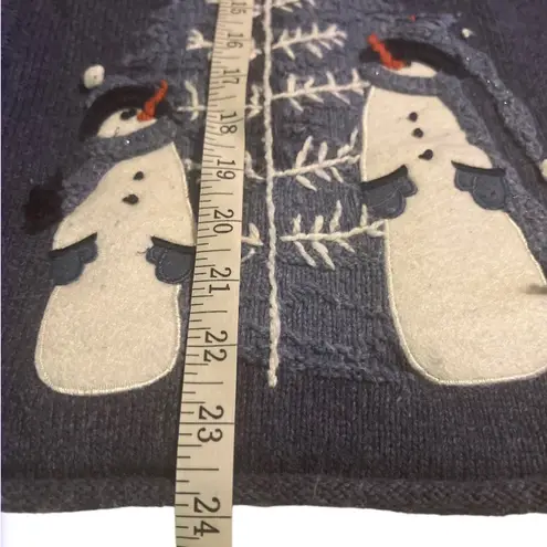 Croft & Barrow  Blue Ugly CHRISTMAS‎ Zip Cardigan Vintage XL Snowmen Holiday