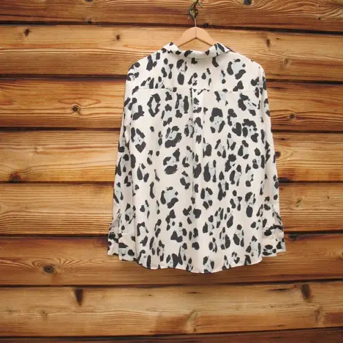 Lafayette 148 Scottie Leopard Print Silk Shirt Top Blouse