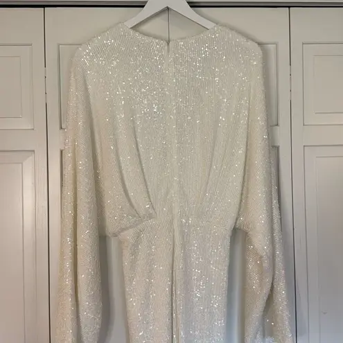 Pretty Lavish UK Alexis white sequin dolman sleeve maxi gown 6