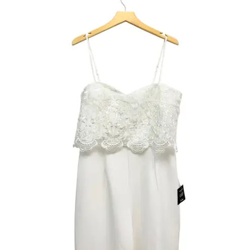 Lulus Exquisite Posture White Floral Embroidered Tiered Jumpsuit size Small NWT