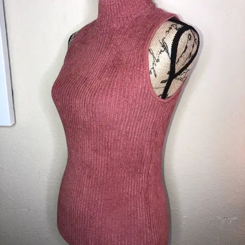 Anthropologie  Moth Sleeveless Mauve Pink Turtleneck Sweater Soft Stretchy Size S