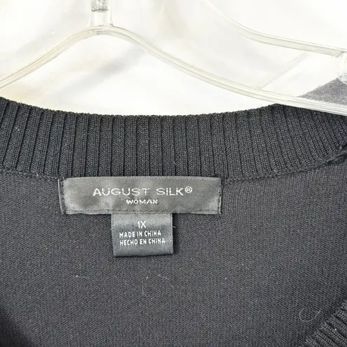 August Silk Plus Size 1X Sweater Black Silk Lace Faux Set Career Office 1368