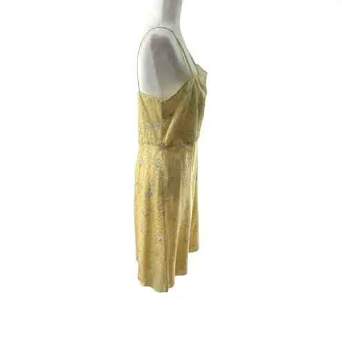 Vintage J Crew Sun Dress Size 12 Y2K Floral Old Money Butter Yellow Boho Midi