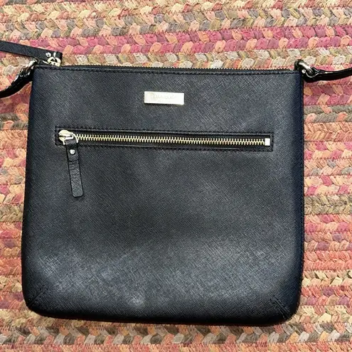 Kate Spade  LEATHER CROSSBODY FILE BAG BLACK LEATHER GOLD HARDWARE