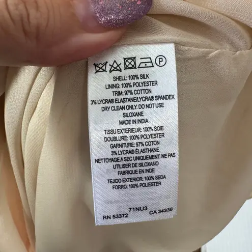 French Connection  Dress 2 Cream Champaign Tiered Midi Cottage Boho Minimal Prep