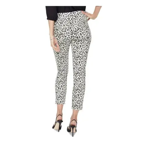 NYDJ Pull-On Denim Animal Print Skinny Ankle Jeans In Sateen With Slit Size 6