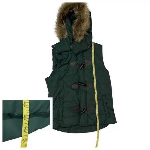 Bagatelle Puffer Vest with Faux Fur Hood - Green - Small
