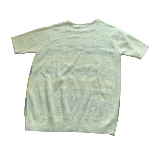 TanJay VTG Womens Medium Short Sleeve Elastic Waistband Daisy Flowers Grannycore