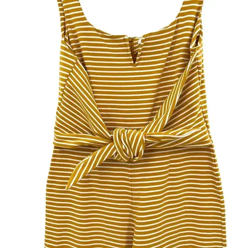 Saylor Heathe Striped Jumpsuit Yellow White Stripe Wide Leg Tie Front Size Small