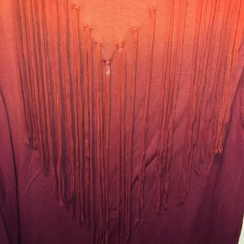 Boutique Ombré Fringe Tank Orange Magenta Sunset Fade