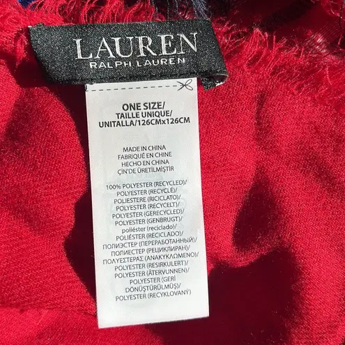 Lauren Ralph Lauren Woven Scarf, Red Plaid 126cm x 126cm NEW
