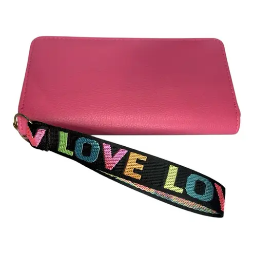 Valentines Day Pink Wallet with Colorful LOVE Strap NWOT