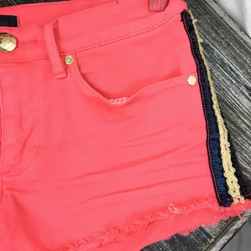 Juicy Couture  Orange Sequin Stripe Denim Shorts 27