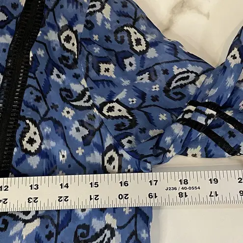 Veronica Beard Cabo Boho Paisley Printed Silk Blouse Sz 2 Back Zip Long Sleeve