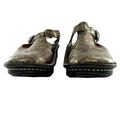 Alegria ALG-511 Lite Pewter Embossed Leather Clogs Comfort Backless 39 8.5/9