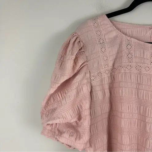 Milk and Honey  | Light Pink Textured Puff Sleeve Blouse Size 2X