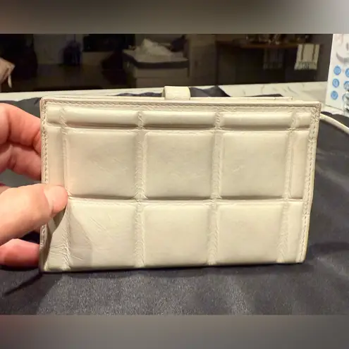 Bottega Veneta White Calfskin Padded French Wallet