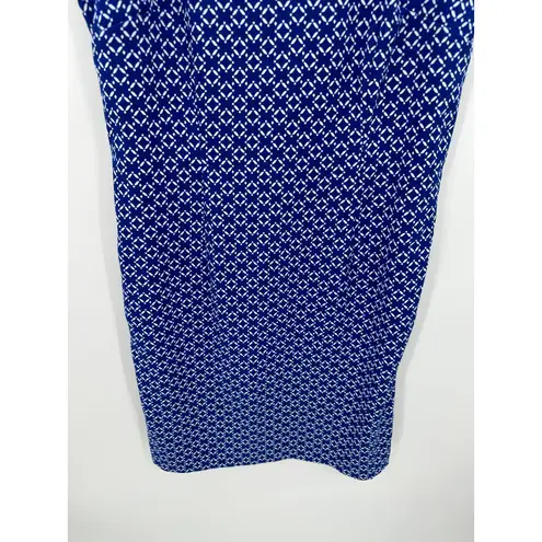 Mario Serrani Blue Geometric Print Shift Dress Knee Length Sleeveless Womens 10