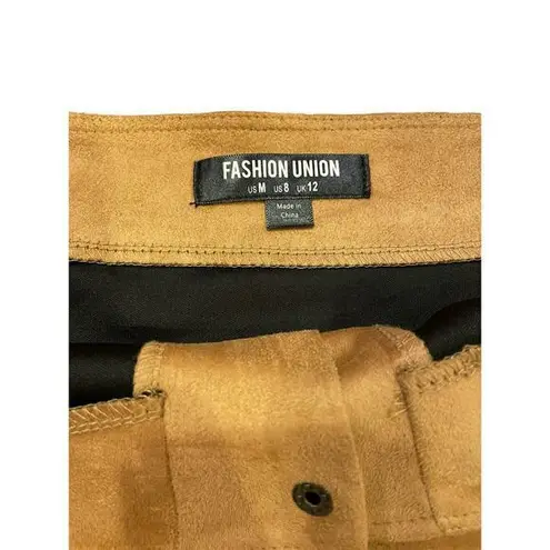 Fashion Union Faux Suede Fall Mini Skirt Button Down A Line Western Brown Camel