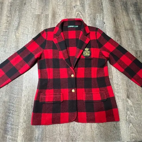 Ralph Lauren Rugby Large Blazer Jacket RRL Polo Buffalo Plaid Red Crest Crown