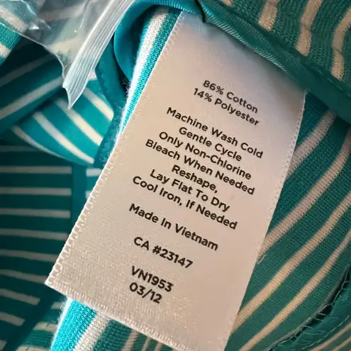 Talbots  Teal Blue Horizontal Stripe Blazer Jacket NWT Size MP Petite Medium PM