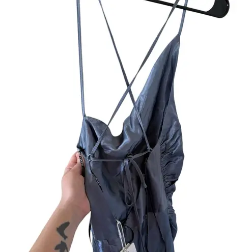 Shona joy NEW La Lune Asymmetrical Bias Cowl Midi Dress in Blue Smoke