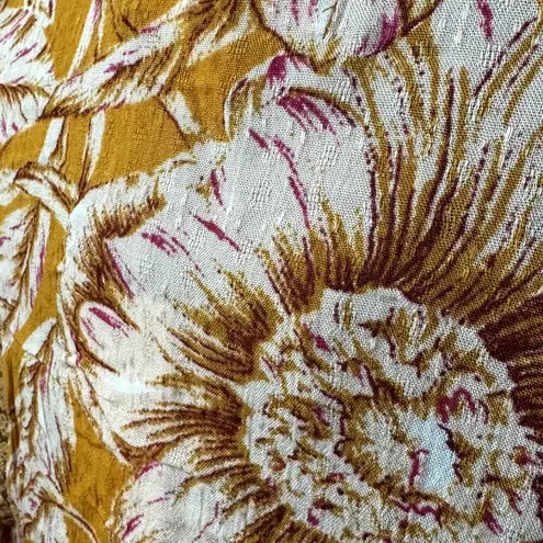 BAND OF THE FREE Libby Gold Floral Bell Sleeve Cropped Top Button Up NWT Small