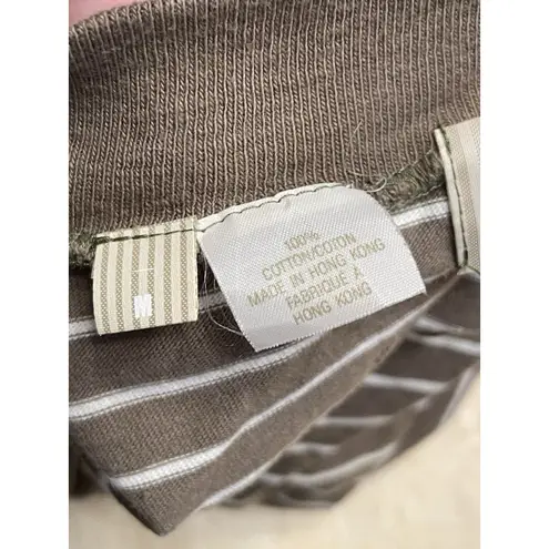 Vintage Mexx Cropped Short Sleeve Cardigan Women Medium Stripe Olive Green White