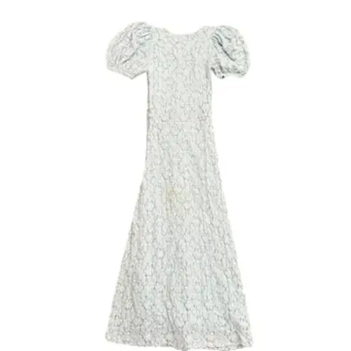 ROTATE Birger Christensen Lace Puff Sleeve Dress in Blue, Size US 2 Blue
