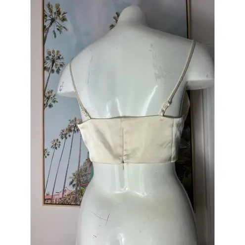 Sincerely Jules  Cream Off White Satin Crop Top Blouse High Low Hem Size Medium