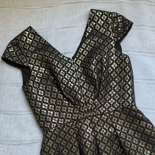 Cremieux Metallic Gold and Black Evening Dress Size 2