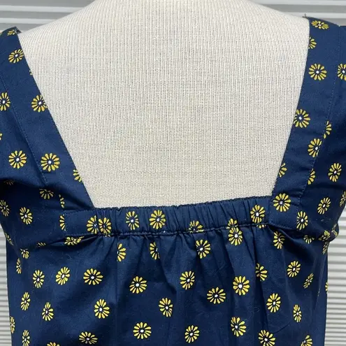 J. Crew Navy Blue and Yellow Printed Cotton Poplin Square